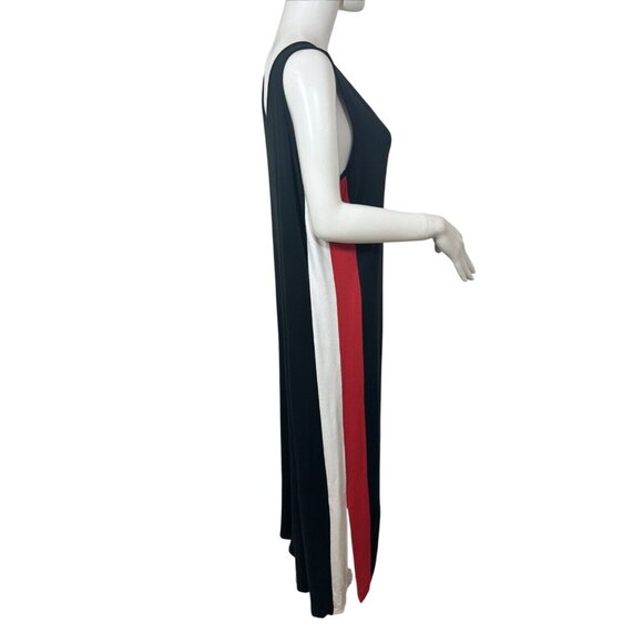 Attitudes by Renee Beach Dress XLP Black Red White Colorblock Maxi Sleeveless - Picture 4 of 8